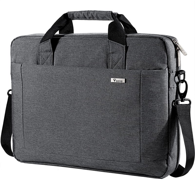 Voova Laptop Bag Case 17 17.3 Inch Computer Sleeve Messenger Bag with Shoulder Strap Expandable Waterproof Large Capacity Business Briefcase for Work Travel Fit 17-18 Inch Laptop, Men Women-Grey - Image 1