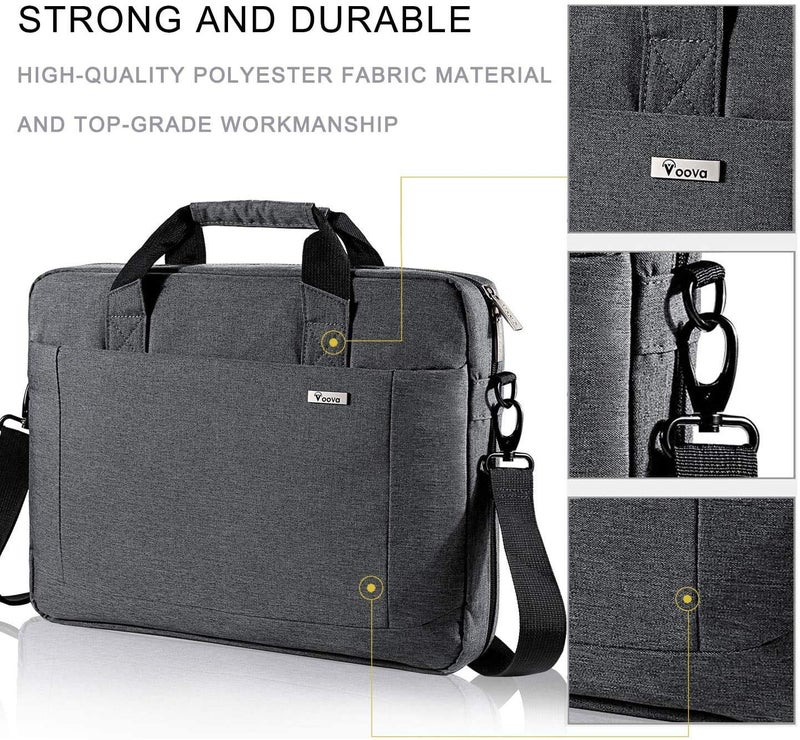 Voova Laptop Bag Case 17 17.3 Inch Computer Sleeve Messenger Bag with Shoulder Strap Expandable Waterproof Large Capacity Business Briefcase for Work Travel Fit 17-18 Inch Laptop, Men Women-Grey - Image 2