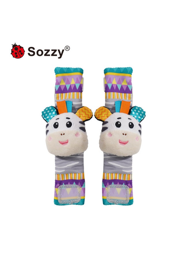 Sozzy Baby Bell Toy Baby Wrist Strap Socks Watch Strap Decoration Baby Toy 0-1 Years Old Puzzle-Color:Cute Zebra Watch Strap  - Image 1