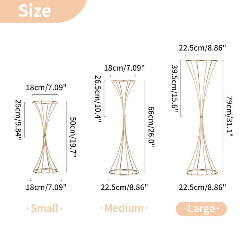NUPTIO 2 Pcs Gold Vases for Centerpieces, 31.1in Tall Metal Trumpet Vase, Road Lead for Wedding Party Dinner Centerpiece, Flower Stand for Christmas Anniversary Birthday Home Decoration - Image 5