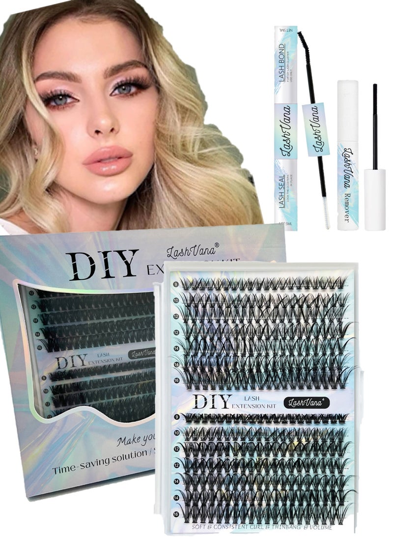 MissTiara DIY segmented false eyelashes, including eyelash glue, eyelash remover and eyelash curler set, suitable for beginners, reusable, 30D 40D large capacity D-shaped curve messy thick curled imitation eyelashes, the perfect choice for creating stunning eyes, 280 pcs - Image 5