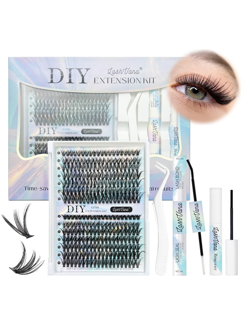 MissTiara DIY segmented false eyelashes, including eyelash glue, eyelash remover and eyelash curler set, suitable for beginners, reusable, 30D 40D large capacity D-shaped curve messy thick curled imitation eyelashes, the perfect choice for creating stunning eyes, 280 pcs - Image 2