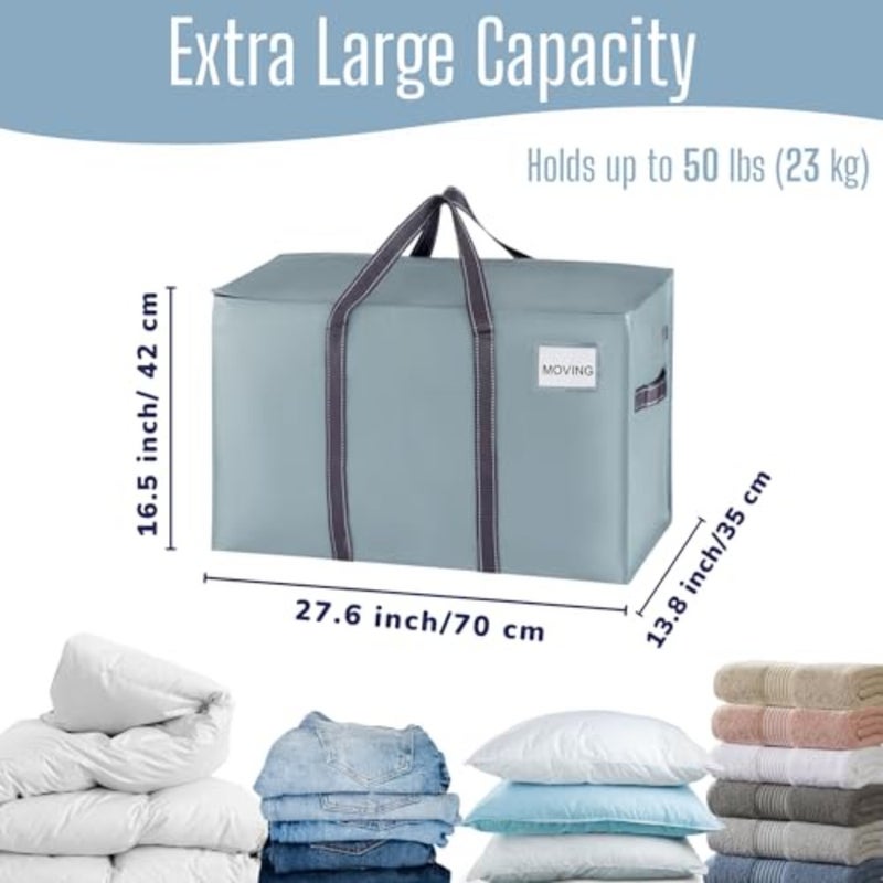 Moving Bags, Moving Supplies, College Packing Storage Boxes with Lids Alternative, Heavy Duty Totes, Extra Large, Sturdy Handles, Zipper, for Packaging Light Matte - Image 4