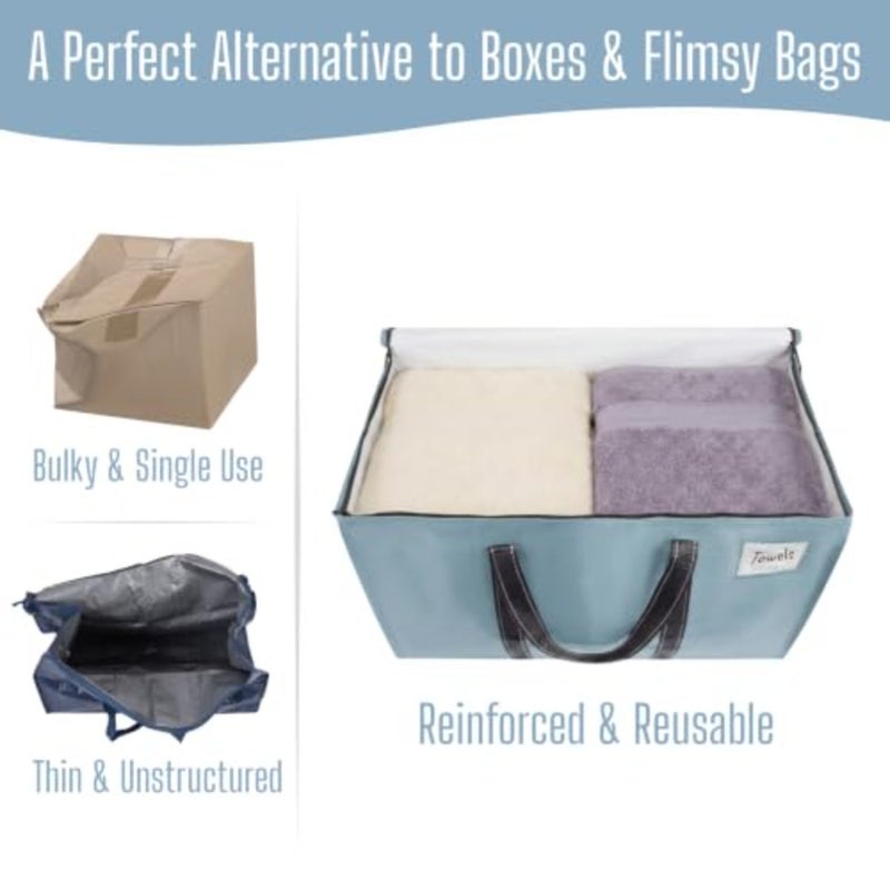 Moving Bags, Moving Supplies, College Packing Storage Boxes with Lids Alternative, Heavy Duty Totes, Extra Large, Sturdy Handles, Zipper, for Packaging Light Matte - Image 5