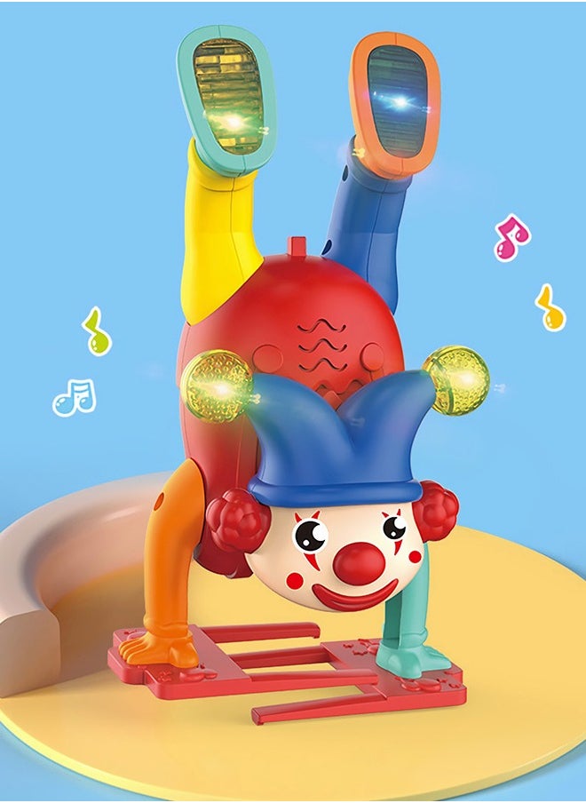 Inverted Walking Clown Toy with Light and Music, Fun Creative Handstand Clown, Electric Clown Figurine Toy, Early Educational Toy, Smooth Surface without Burrs, Suitable for Kids to Grab, 13*10*22cm