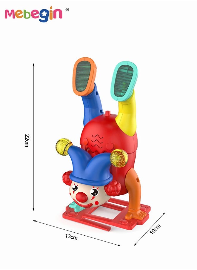 Inverted Walking Clown Toy with Light and Music, Fun Creative Handstand Clown, Electric Clown Figurine Toy, Early Educational Toy, Smooth Surface without Burrs, Suitable for Kids to Grab, 13*10*22cm