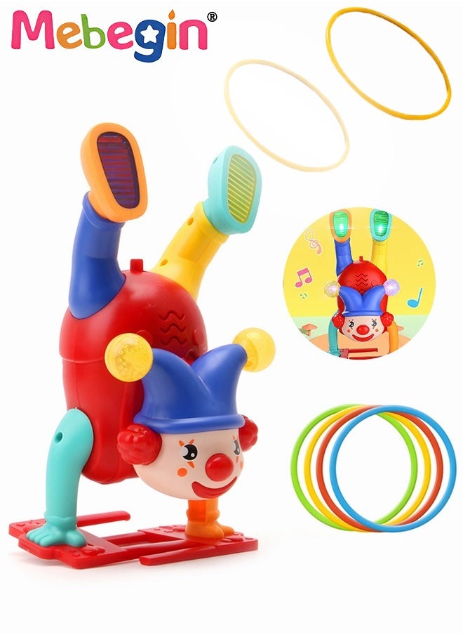 Inverted Walking Clown Toy with Light and Music, Fun Creative Handstand Clown, Electric Clown Figurine Toy, Early Educational Toy, Smooth Surface without Burrs, Suitable for Kids to Grab, 13*10*22cm