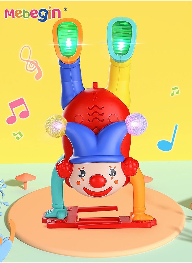 Inverted Walking Clown Toy with Light and Music, Fun Creative Handstand Clown, Electric Clown Figurine Toy, Early Educational Toy, Smooth Surface without Burrs, Suitable for Kids to Grab, 13*10*22cm