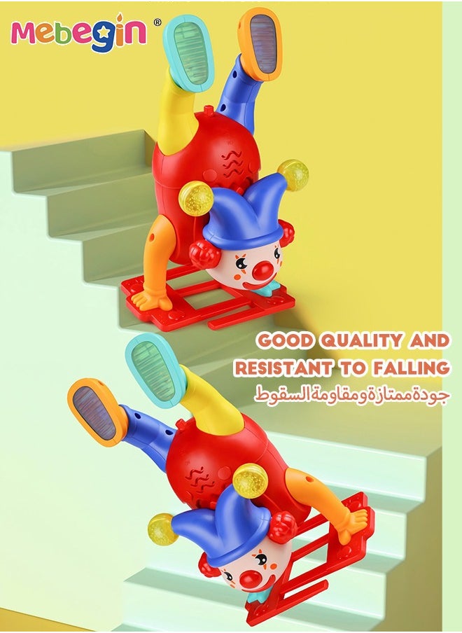 Inverted Walking Clown Toy with Light and Music, Fun Creative Handstand Clown, Electric Clown Figurine Toy, Early Educational Toy, Smooth Surface without Burrs, Suitable for Kids to Grab, 13*10*22cm