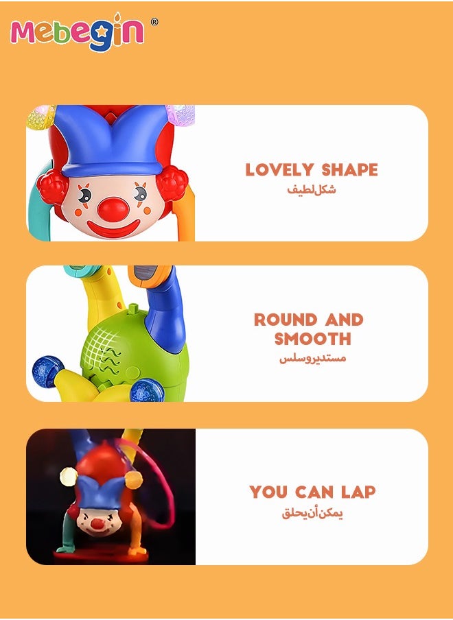 Inverted Walking Clown Toy with Light and Music, Fun Creative Handstand Clown, Electric Clown Figurine Toy, Early Educational Toy, Smooth Surface without Burrs, Suitable for Kids to Grab, 13*10*22cm