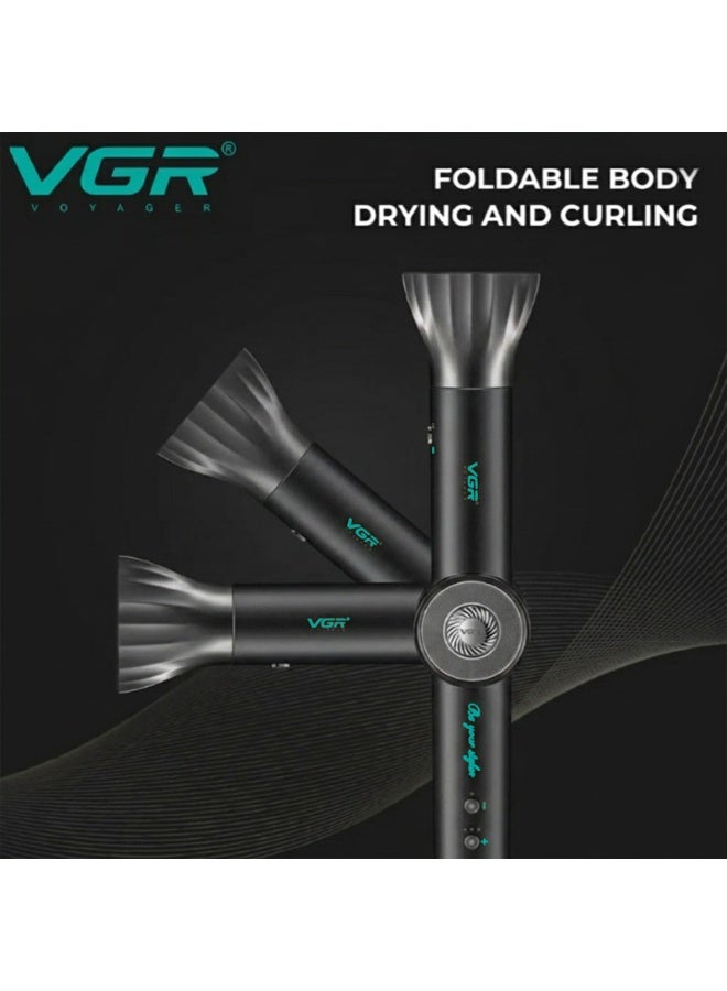 VGR 5-in-1 Professional Hot Air Styler with 110,000 RPM BLDC Motor – Fast Drying, Curling & Styling in One Tool High-Speed Ionic Hair Styler with Interchangeable Attachments, Adjustable Settings & Foldable Design for Easy Use - Black black - Image 3