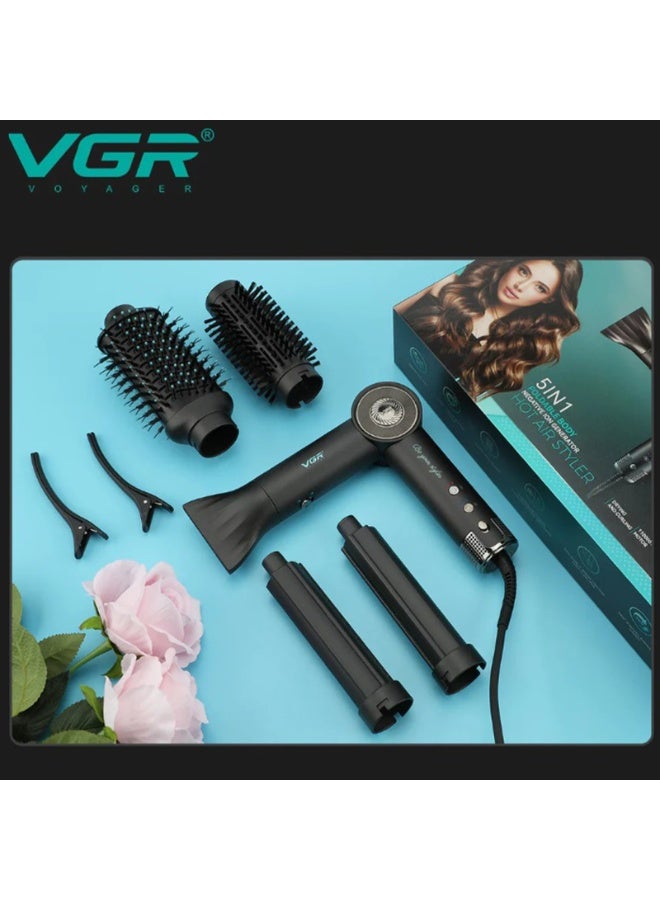 VGR 5-in-1 Professional Hot Air Styler with 110,000 RPM BLDC Motor – Fast Drying, Curling & Styling in One Tool High-Speed Ionic Hair Styler with Interchangeable Attachments, Adjustable Settings & Foldable Design for Easy Use - Black black - Image 2