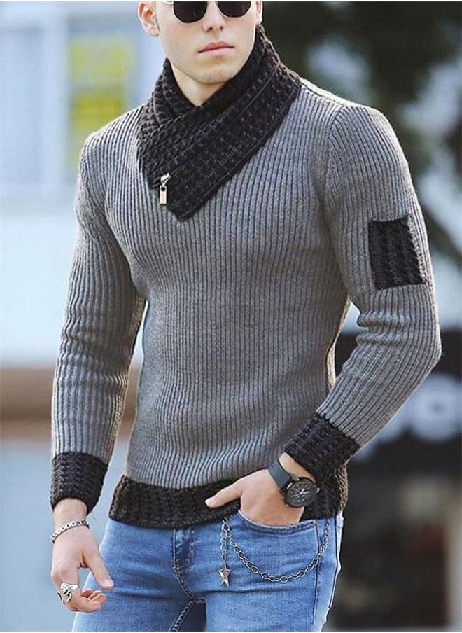 Men's Scarf Collar Pullover Sweater - pzsku/Z80D73681B4403DCC76BEZ/45/_/1669053735/66d5cdfa-2bde-42b9-ad1f-0f73e4f8a949