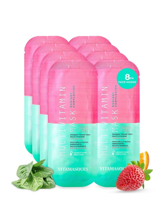 Vitamasques Multivitamin Face Mask, 8-Pack - Hydrating and Nourishing for Radiant Skin, Provides Vitamins B, C & E - Image 1