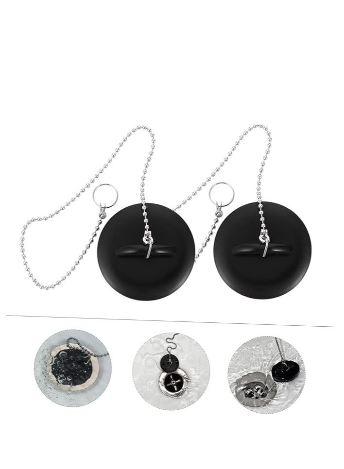 Wear-Resistant Tub Stopper, Bathroom Sink Drain Plug Silicone Bathtub Drain Stopper with Chains, Fit Kitchen Sinks, Bathroom Sinks, Wash Basin, Bathtub, Laundry and Other Drain Strainer - Image 2