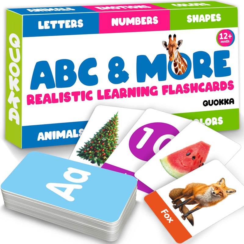 QUOKKA ABC Learning Flash Cards for Toddlers 24 Years Old 60 Realistic Flashcards for Kids Ages 135 Alphabet Numbers Colors Letters Animals Learn Activities First Words Game - Image 2