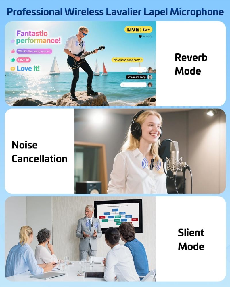 Pink Wireless Lavalier Microphone 2-in-1 Fast Charging Case - Studio-Grade Noise Cancellation - Universal Clip Mic for iPhone Android TikTok YouTube Podcast Vlogging Recording - Image 5