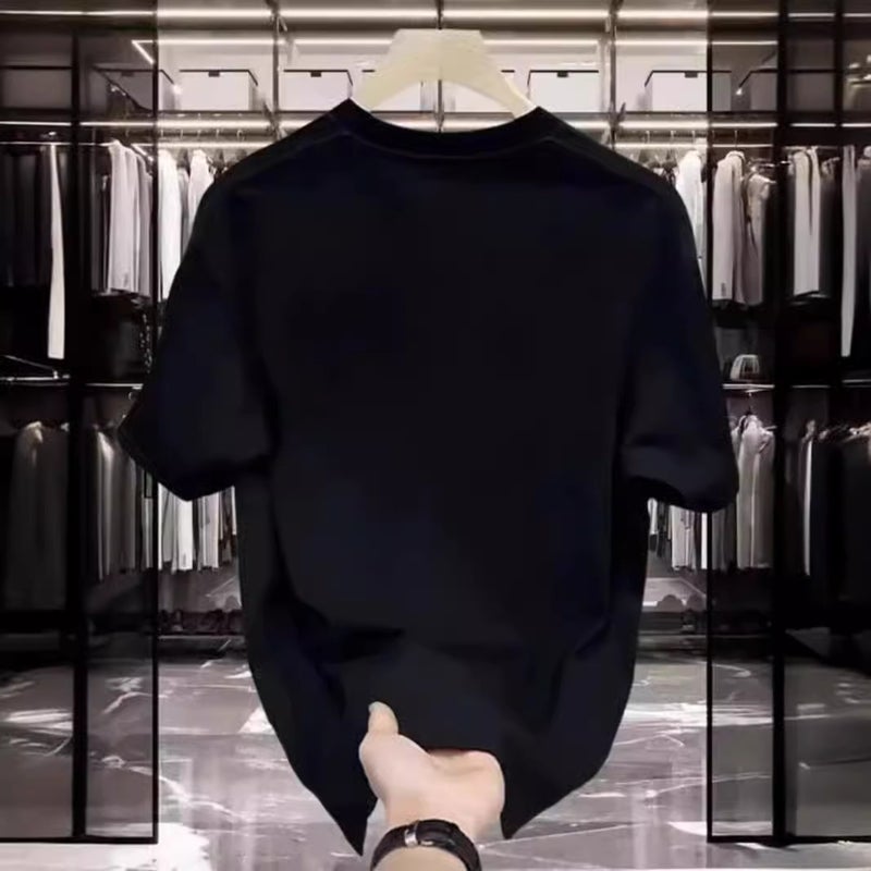 2024 Men'S Loose Handsome Top Design Sense Cotton Short-Sleeved T-Shirt Men'S Fashionable Brand Round Neck Half-Sleeved T-Shirt - Image 5