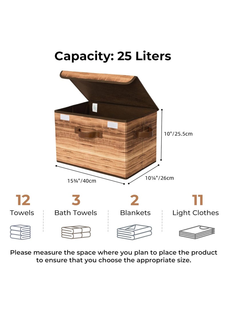 Beauenty Storage Boxes with Lid, Fabric Storage Bins with Lids, Decorative Closet Storage and Organizer, Wood Grain Print Bins, Storage Boxes for Organizing, 2-Pack  - Image 5