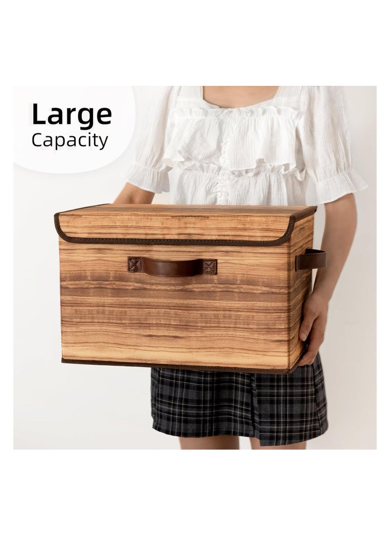 Beauenty Storage Boxes with Lid, Fabric Storage Bins with Lids, Decorative Closet Storage and Organizer, Wood Grain Print Bins, Storage Boxes for Organizing, 2-Pack  - Image 4