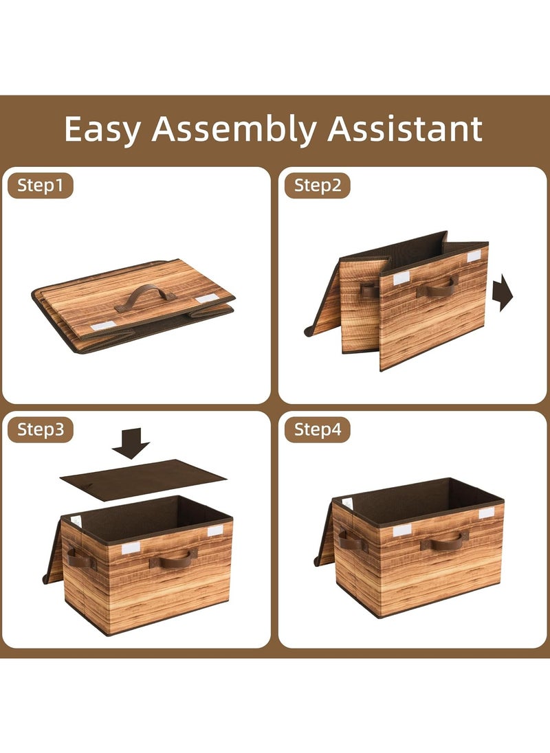 Beauenty Storage Boxes with Lid, Fabric Storage Bins with Lids, Decorative Closet Storage and Organizer, Wood Grain Print Bins, Storage Boxes for Organizing, 2-Pack  - Image 3