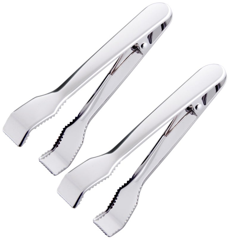 HINMAY Ice Tongs for Ice Bucket 634 Inch  Set of 2  Premium 188 Stainless Steel Ice Tongs with Teeth for Ice Sugar Cubes Tea Party Coffee Bar Food Serving
