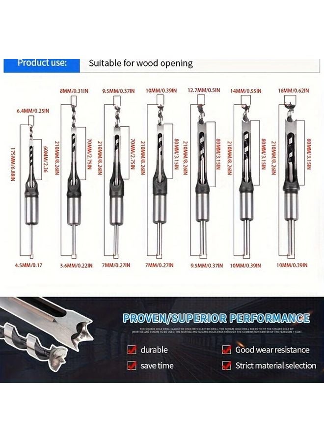 16mm Square Hole Drill Manual Handheld Angle Chisel Interchangeable Bits Woodworking Tool - Image 4