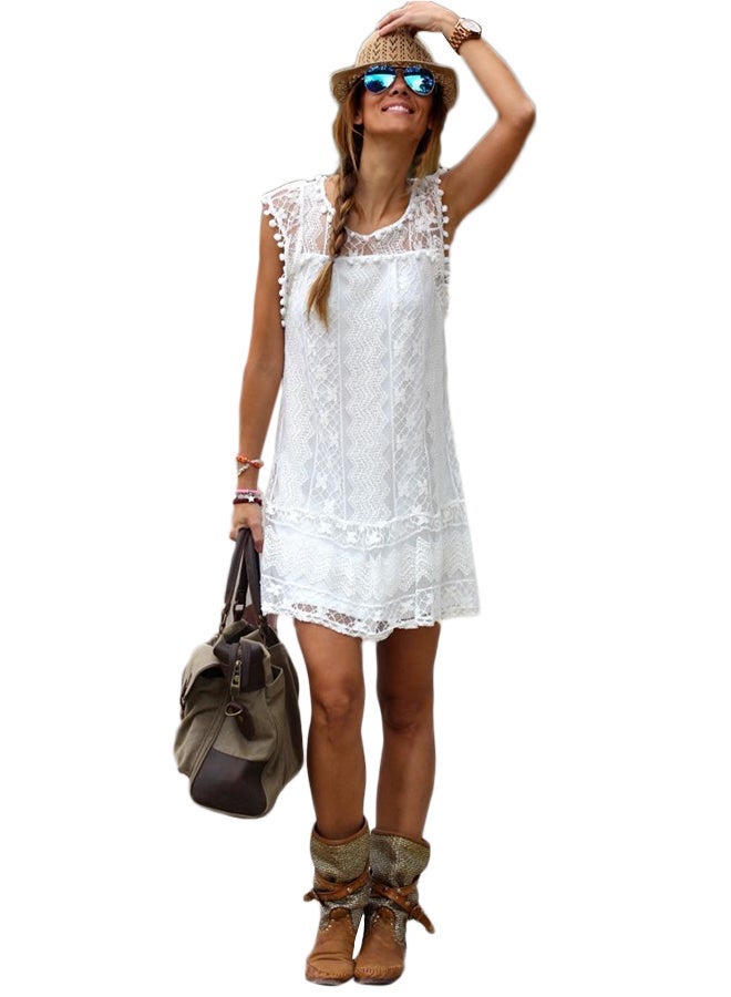 NIBEMINENT Tassel Detail Lace Dress White - Image 1