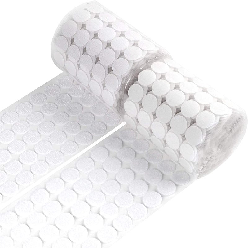 WXBOOM Self Adhesive Dots 1400pcs 700 Pairs 079 Diameter White Hook  Loop Dots Sticky Back 20mm for School Classroom Office Home