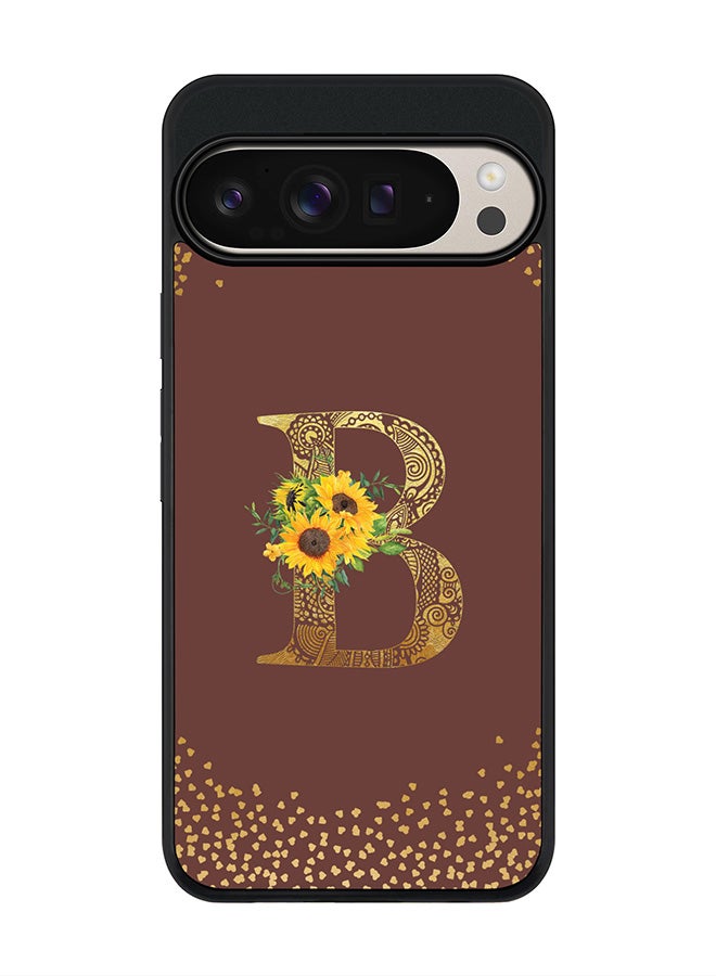 Stylizedd For Google Pixel 9 Pro XL Case,Slim fit Camera Protection, Shockproof Thin Phone cover - Custom Floral Monogram - B (Brown ) - Image 1