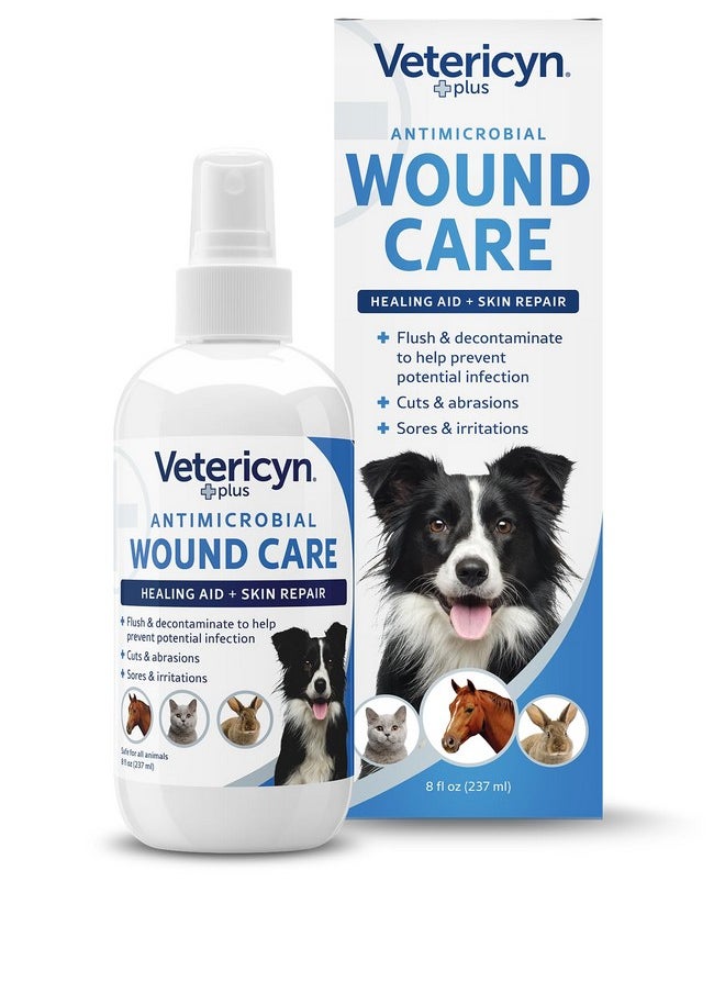 Vetericyn Plus Dog Wound Care Spray | Healing Aid And Skin Repair, Clean Wounds, Relieve Itchy Skin, And Prevent Infection, Safe For All Animals. 8 Ounces  - Image 1