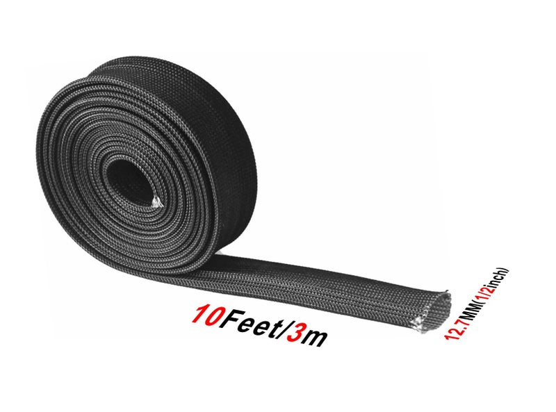 Ummickl Heat Shield Sleeve Fuel Line Heat Shield Auto Hose Spark Plug Wire Cover Protectors Boots Roll 2500 Degree for Car&Auto Wire Loom Brake Cable (1/2" IDX10', BLACK) - Image 3