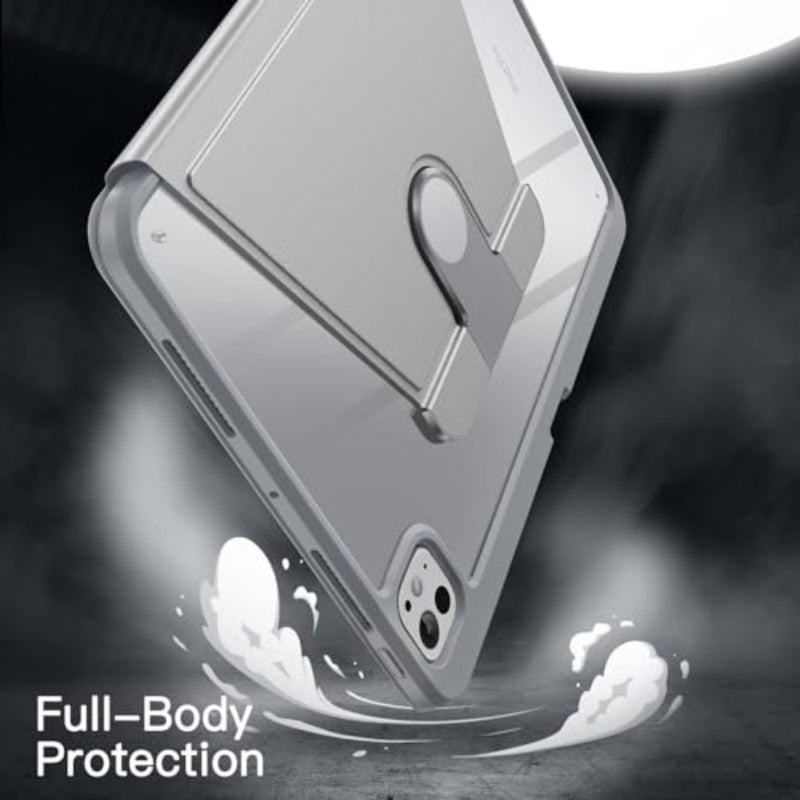 غطاء حافظة iPad Pro 13 M5/M4 2025/2024: ظهر شفاف، أسود، حامل دوران 360 درجة مع تنبيه/نوم تلقائي وحامل قلم رصاص للحماية الكاملة - Image 4