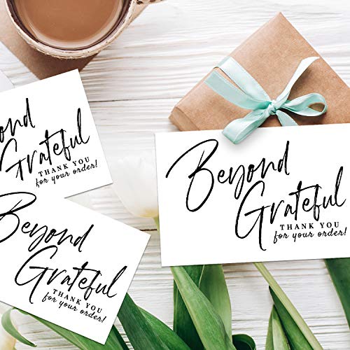 Pink Pixie Studio 50 Large Beyond Grateful Thank You For Your Order Card Inserts, Customer Appreciation Notes, Purchase Order, Retail, Online, Homemade Goods (4" x 6" Size) - Image 4