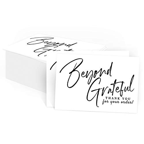 Pink Pixie Studio 50 Large Beyond Grateful Thank You For Your Order Card Inserts, Customer Appreciation Notes, Purchase Order, Retail, Online, Homemade Goods (4" x 6" Size) - Image 1