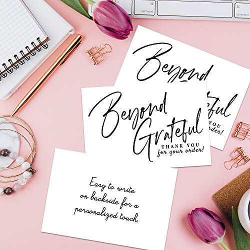 Pink Pixie Studio 50 Large Beyond Grateful Thank You For Your Order Card Inserts, Customer Appreciation Notes, Purchase Order, Retail, Online, Homemade Goods (4" x 6" Size) - Image 3