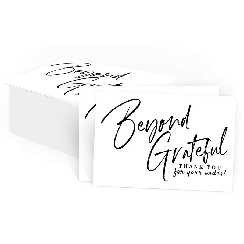 Pink Pixie Studio 50 Large Beyond Grateful Thank You For Your Order Card Inserts, Customer Appreciation Notes, Purchase Order, Retail, Online, Homemade Goods (4" x 6" Size) - Image 5