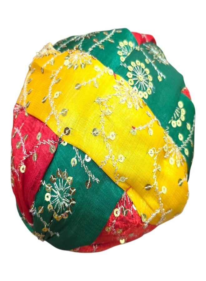 BANI THANI Authentic Fancy Rajasthani Pagdi for Men's & Women's Traditional Round Turban for Wedding or Any Party Events or Festival, Freesize Pagdi Support Upto 22inch head size (Multicolour) - Image 1
