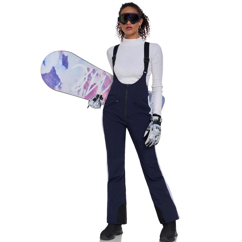 GS SNOWING Women's Snow Bibs Pants Insulated Waterproof Windproof Winter Ski Pants Snowboarding Overalls Navy S - Image 1