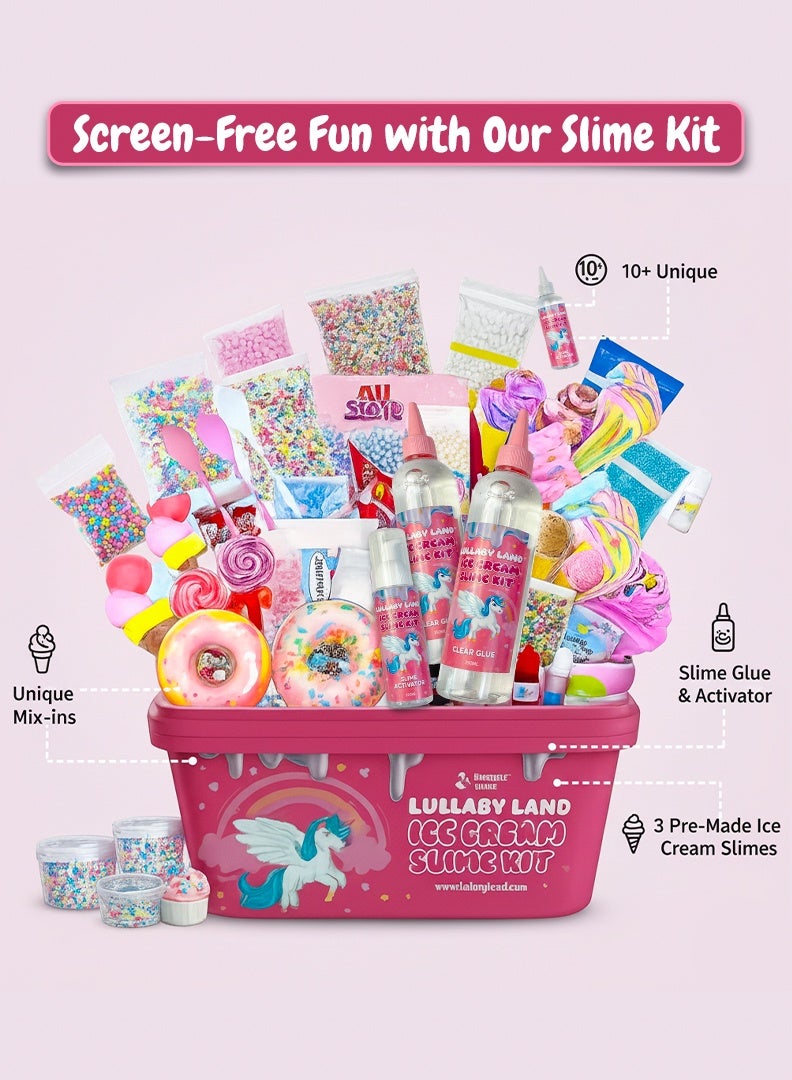 Lullaby Land 40 Pcs Slime Kit for Kids with Ice-Cream Theme, Super Stretchy & Soft Slime Kit for Girls & Boys to Boost Their Motor Skills, Gift Idea & Party Favors Slime Making Kit for Ages 5-12 - Image 2