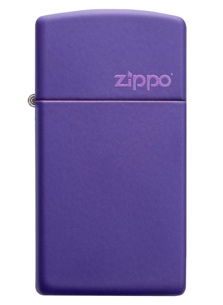 Zippo ولاعة زيبو 1637ZL رفيعة مقاومة للرياح باللون الأرجواني غير اللامع بشعار زيبو - Image 2