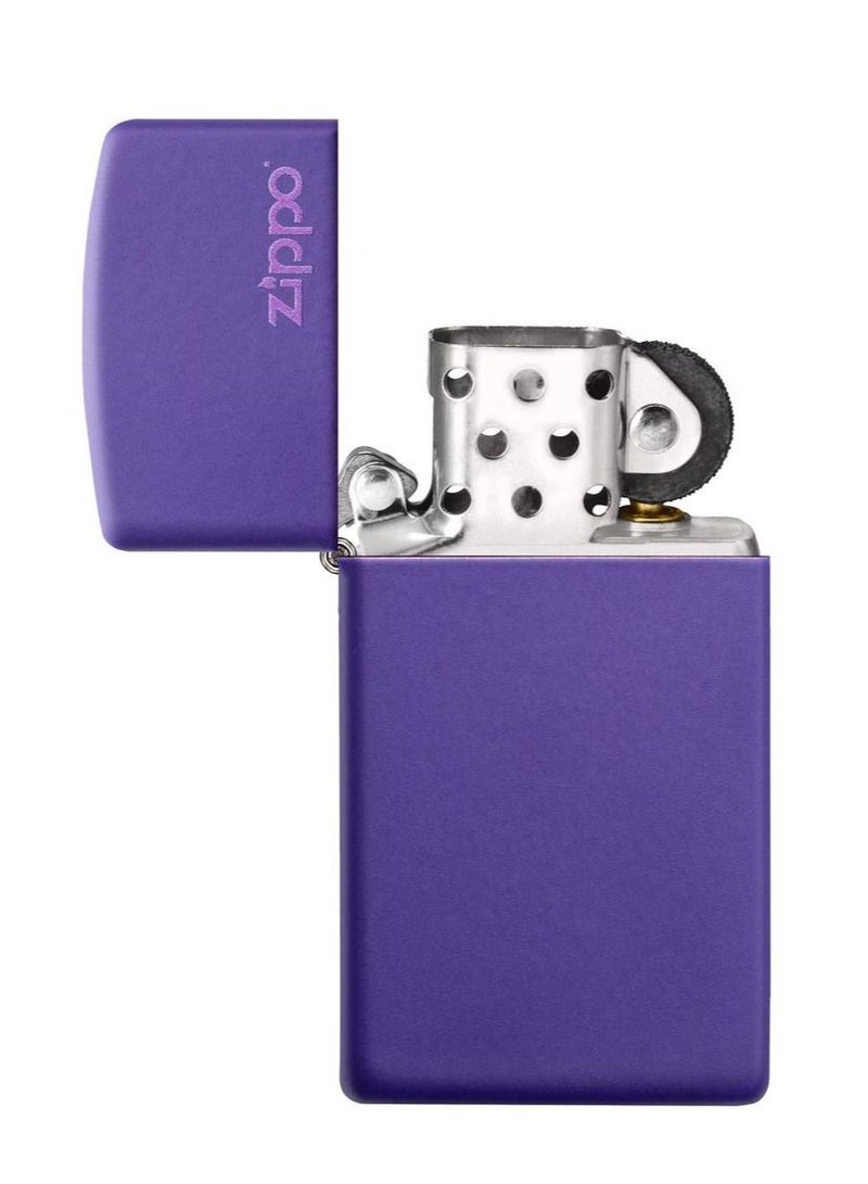 Zippo ولاعة زيبو 1637ZL رفيعة مقاومة للرياح باللون الأرجواني غير اللامع بشعار زيبو - Image 4