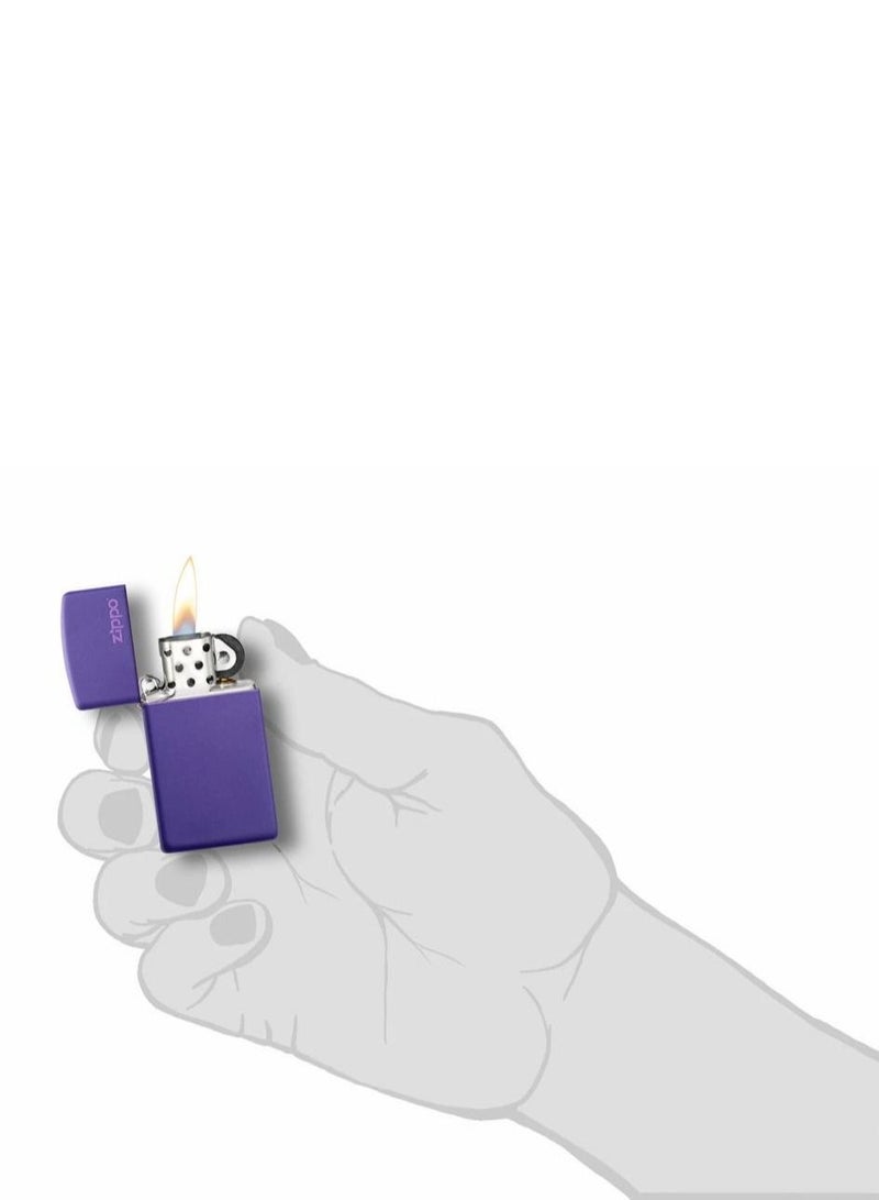 Zippo ولاعة زيبو 1637ZL رفيعة مقاومة للرياح باللون الأرجواني غير اللامع بشعار زيبو - Image 5
