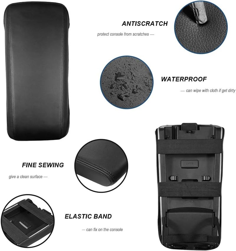 DEYTOP Center Console Cover for Ford Edge 2011-2014 Accessories Armrest Cover for 2013 Ford Edge Accessories Anti-Scratch Leather Armrest Pad Protector (Black) - Image 5