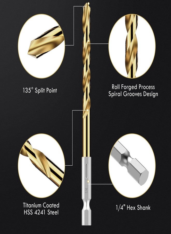 MACXCOIP Hex Shank Drill Bit Set, 30Pcs HSS Titanium Twist Drill Bit for Sheet Metal, Wood, Plastic, Quick Change Design (1/16" - 1/2") - Image 2