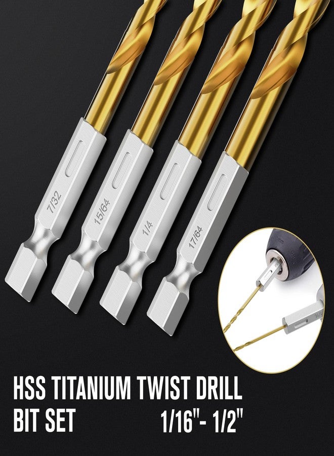 MACXCOIP Hex Shank Drill Bit Set, 30Pcs HSS Titanium Twist Drill Bit for Sheet Metal, Wood, Plastic, Quick Change Design (1/16" - 1/2") - Image 3