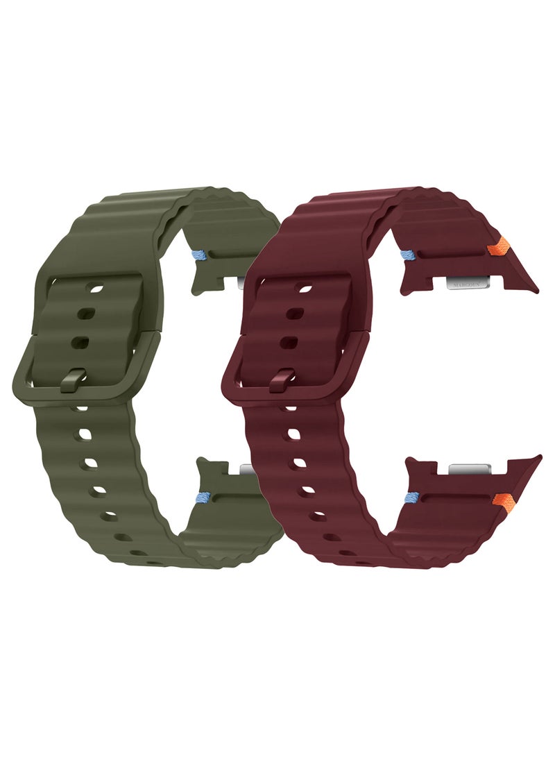 CATANES 2 Packs Silicone Ocean Band for Samsung Galaxy Watch 8 Classic 46mm and Watch 8 40mm 44mm - Sport Band Strap - Image 1