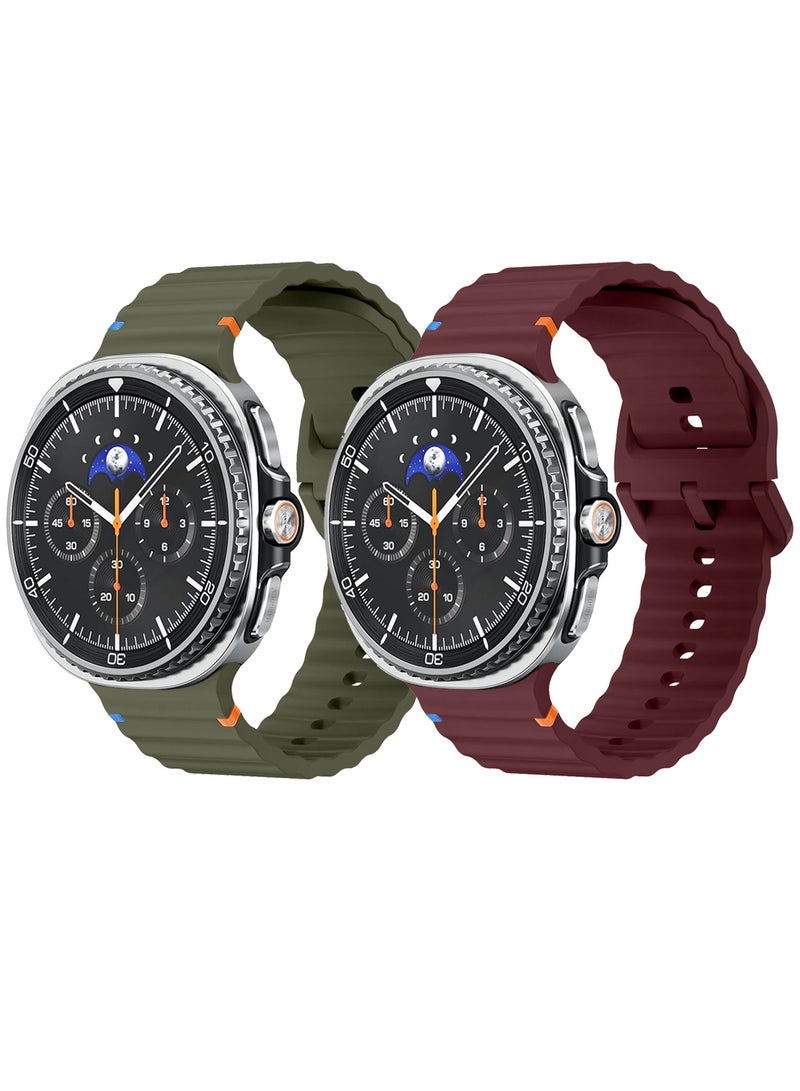 CATANES 2 Packs Silicone Ocean Band for Samsung Galaxy Watch 8 Classic 46mm and Watch 8 40mm 44mm - Sport Band Strap - Image 2
