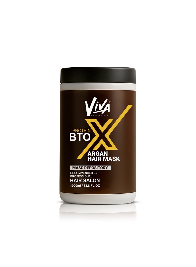 VIVA Professional Protein BTOX Argan Hair Mask 1000ml | Deep Repair Hair Treatment with Argan Oil, Keratin, Collagen & Jojoba Oil | Moisturizing Hair Mask for Dry, Damaged & Frizzy Hair - Image 1