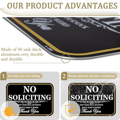 DXSIGN No Soliciting Signs for House With Stake, No Soliciting Sign for Front Door 14x10 inch/37 inch Height - Polite Warning with UV Ink Aluminum Sign for Lawn, Back Yard and Doorway - Image 3